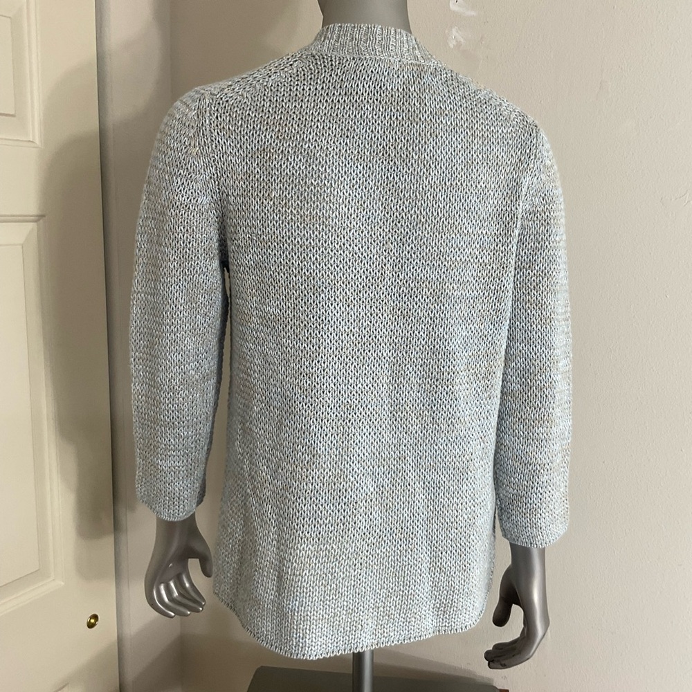 Eddie Bauer Linen Blend Cardigan Oatmeal Beige 3/4 Sleeve Knit Size Small - Picture 2 of 8